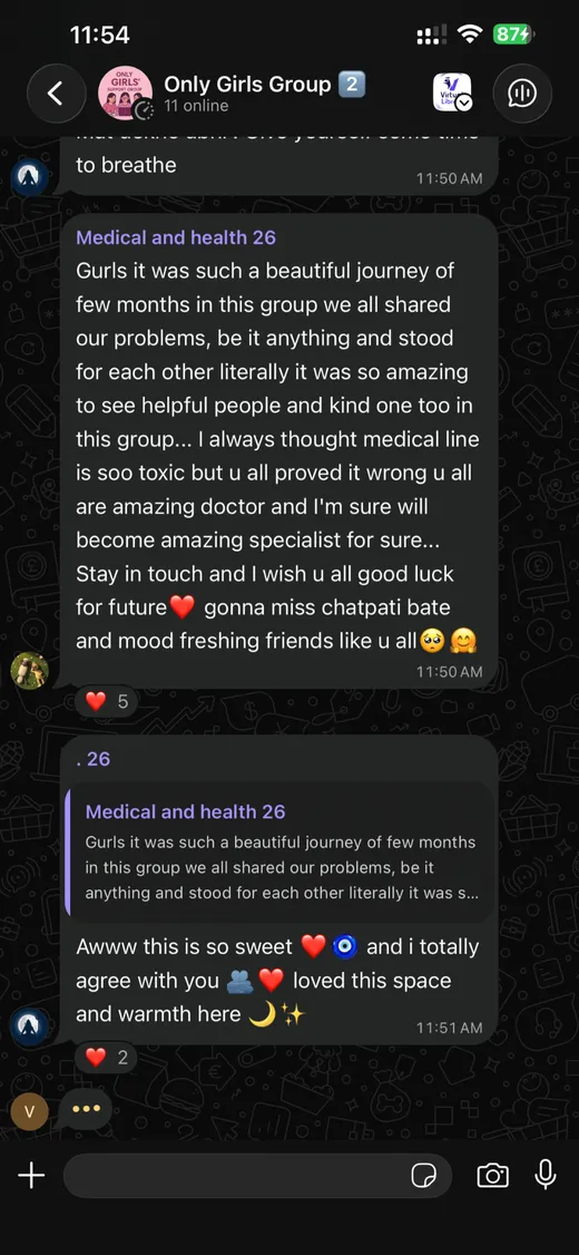 Messages from the Virtual Library Only Girls Group on WhatsApp