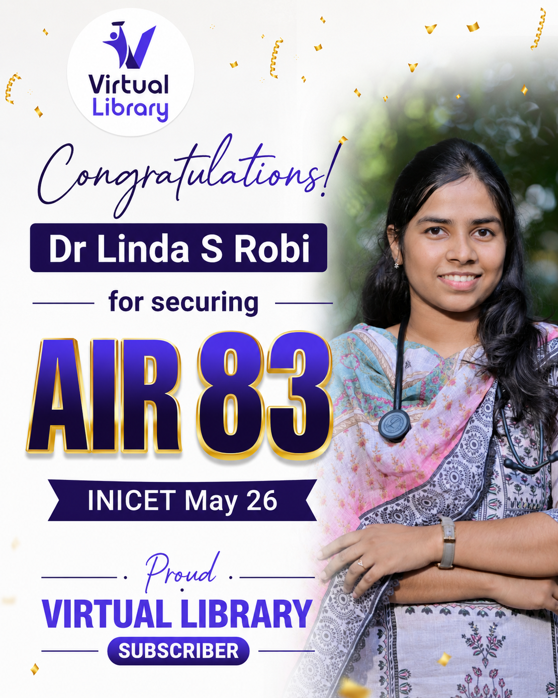 Dr. Linda S Robi, AIR 83 | INI-CET May 2026